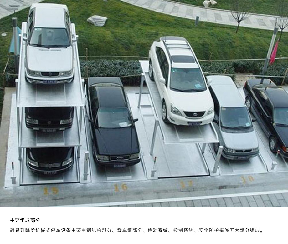 四川成都PJS3D2三层地坑简易升降停车设备主要组成部分