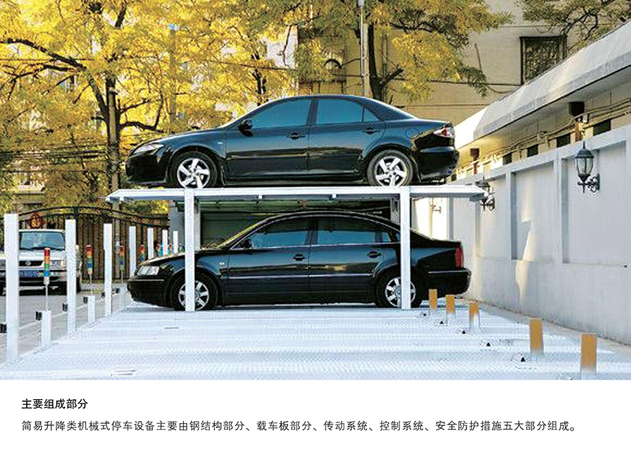 四川成都PJS2D1二层地坑简易升降停车设备主要组成部分