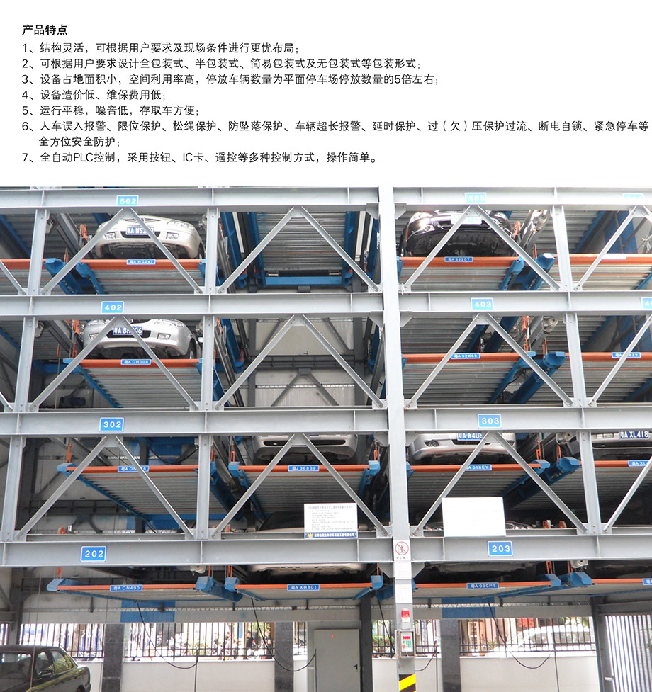 四川成都负一正三地坑PSH4D1四层升降横移机械车位产品特点
