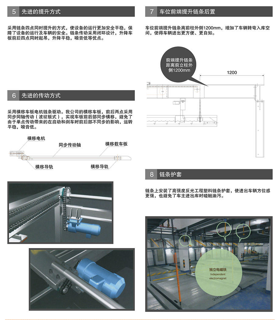 四川成都PSH5-D1负一正四地坑五层升降横移机械车位提升方式链条保护